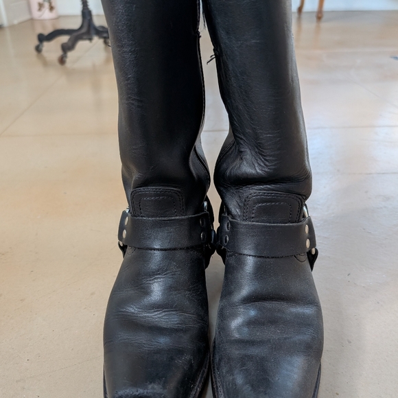 Frye Harness Boots 12R Black Leather Size 8 1/2 Womens - Picture 5 of 7